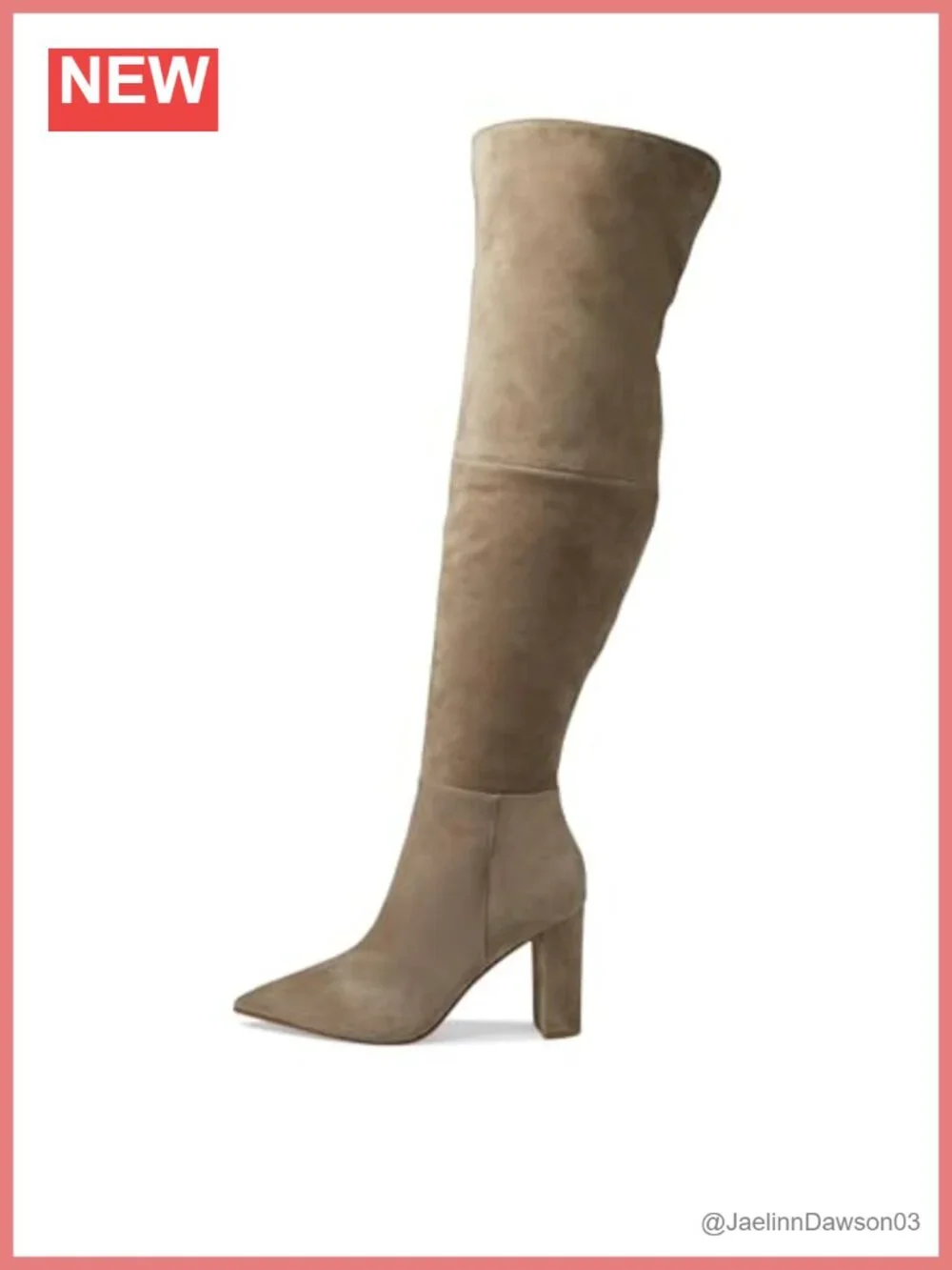 Suede Over-the-Knee Boots Block Heel Pointed Toe Zipper